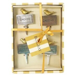 Bombay Cheese Marker Set With Bird Accents Cheddar Gruyere Gouda Chevre Orig Box